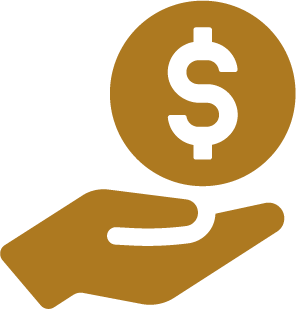 Loan icon with dollar sign above an open hand