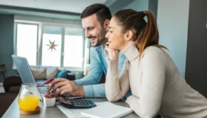 Couple working on a budget